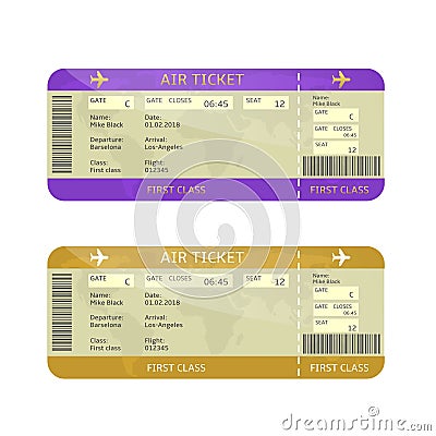 Airline boarding pass tickets Vector Illustration