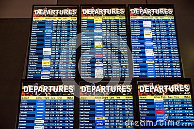 Airline Departure Board Editorial Stock Photo