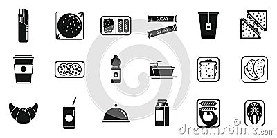 Airline food icons set simple vector. Inflight meal Vector Illustration