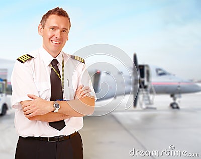 Airline pilot at the airport Stock Photo