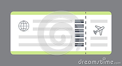 Airline tickets. Boarding icon vector. Travel symbol, pass document on airplane. Blank jet ticket Vector Illustration