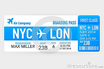 Airline tickets or boarding pass inside of special service envelope. Vector stock illustration Vector Illustration