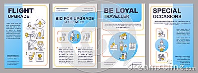 Airline upgrade blue brochure template Vector Illustration