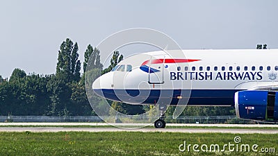 Airliner by British Airways close-up view Editorial Stock Photo