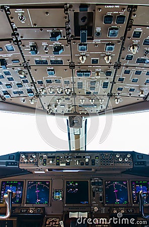 Airliner cockpit details Stock Photo