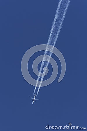 Airliner at cruising altitude Stock Photo