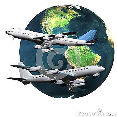 Airliner with a globe Stock Photo