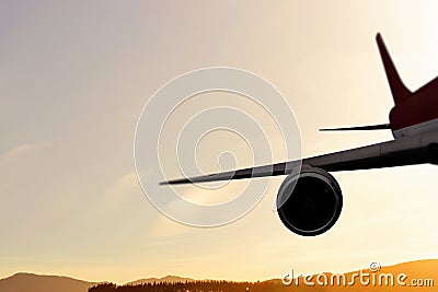 Airliner in sky. Mixed media Stock Photo