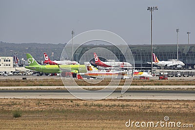 Airliners parked at palma de mallorca airport Editorial Stock Photo