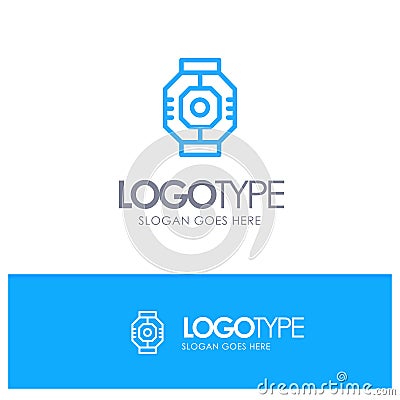 Airlock, Capsule, Component, Module, Pod Blue outLine Logo with place for tagline Vector Illustration