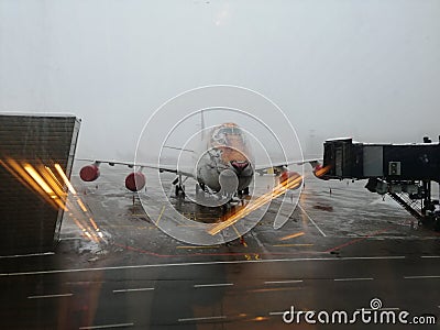 plane in airoport Editorial Stock Photo