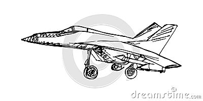 Airplaine sketch. Hand drawn illustration for your design Vector Illustration