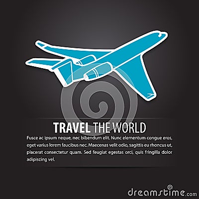 Airplane air fly sky blue travel background Vector Illustration