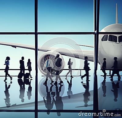Airplane Aircraft Airport Business Travel Flight Concept Stock Photo