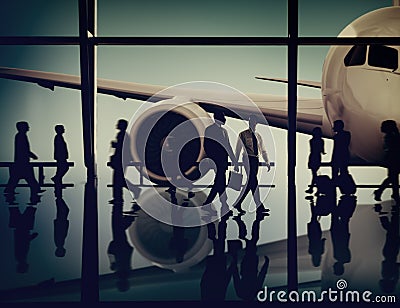 Airplane Aircraft Airport Business Travel Flight Transport Conce Stock Photo