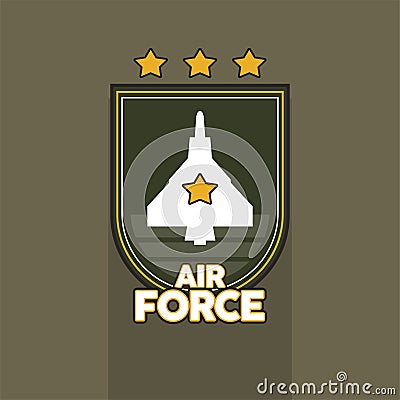 airplane in airforce shield Vector Illustration