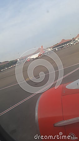 Airplane in the airpot city to bengkulu Editorial Stock Photo