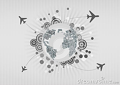 Airplane around the world Stock Photo