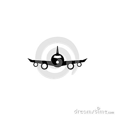 Airplane black sign icon. Vector illustration eps 10 Cartoon Illustration