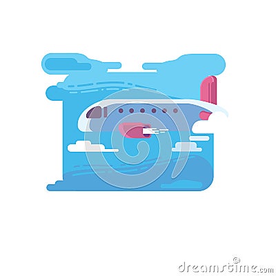 Airplane on blue sky, airplane icon Stock Photo