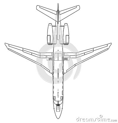 Airplane blueprint. Vector Vector Illustration