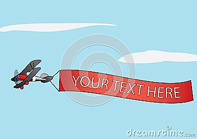 Airplane carrying advertisement banner Vector Illustration