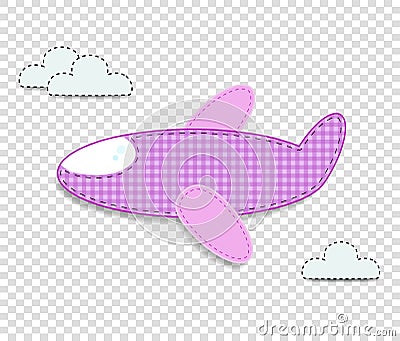 Airplane clip art for scrapbook or baby shower greeting card Vector Illustration