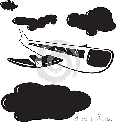 Airplane clouds Vector Illustration