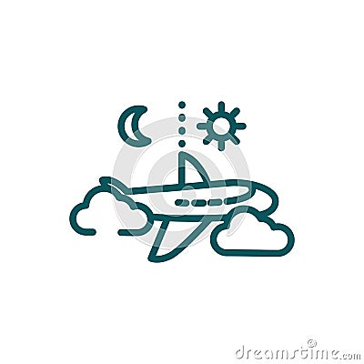 Isolated airplane clouds sun and moon vector design Vector Illustration