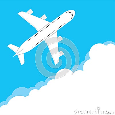 Airplane in a cloudy sky Vector Illustration