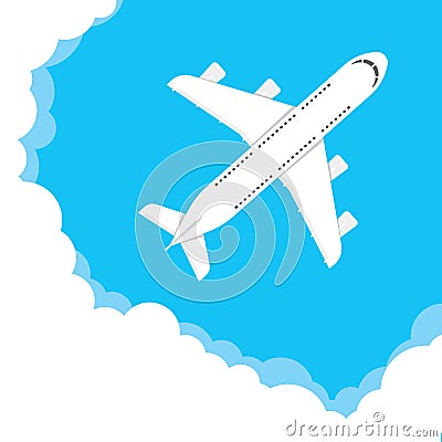 Airplane in a cloudy sky Vector Illustration