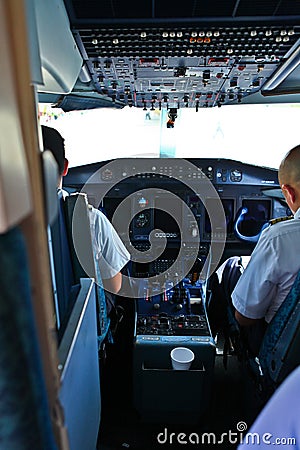 Airplane cockpit Editorial Stock Photo