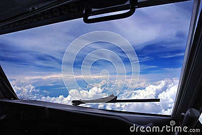 airplane cockpit window Stock Photo