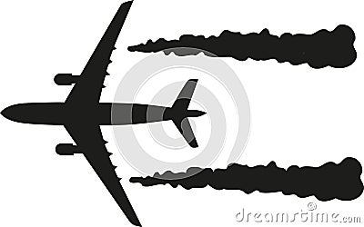 Airplane - combustion kerosin Stock Photo