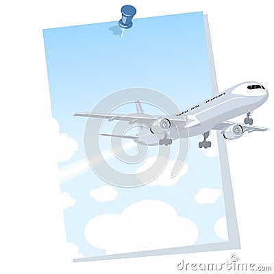 Airplane coming out of a poster Stock Photo