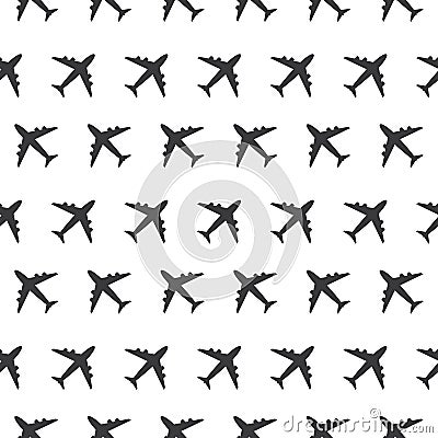 Airplane Commercial Aviation Seamless Sign Clear Pattern Silhouette Stock Photo