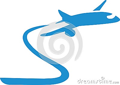 Airplane with contrail Vector Illustration