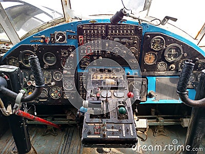Airplane controls Editorial Stock Photo