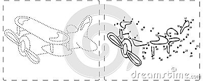 Airplane drawing with dots and digits Vector Illustration