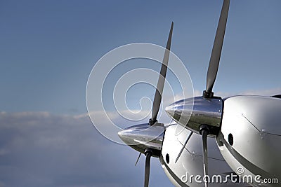 Airplane engine and propeller Stock Photo