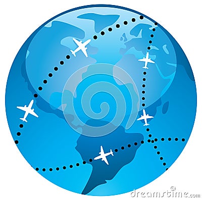 Airplane flight paths Vector Illustration