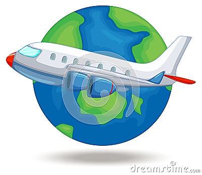 Airplane Flying Around The World Cartoon Vector | CartoonDealer.com ...