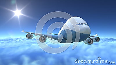 Airplane flying over clouds Stock Photo