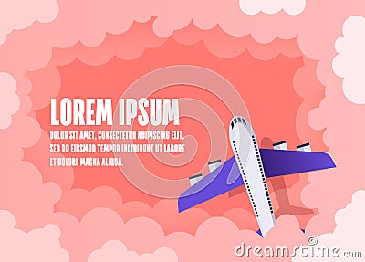 Airplane flying over a world map Vector Illustration