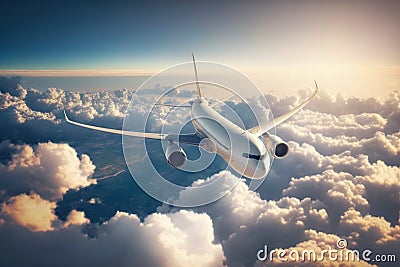 Airplane flying in the sky . Passenger airline travel and tourism Stock Photo