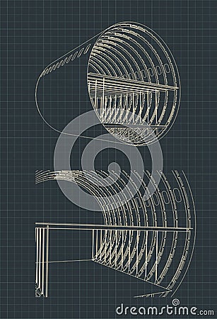 Airplane Fuselage section blueprint Vector Illustration