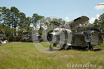 Airplane Graveyard of St Augustine bombers, Grumman S2 Stock Photo