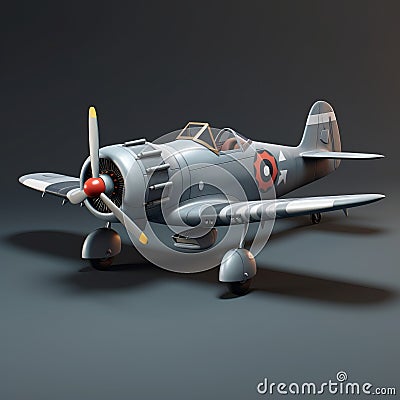 Playful Vintage Wartime Aircraft In Zbrush Style Stock Photo