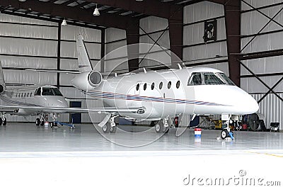Airplane in Hanger Stock Photo