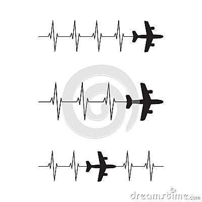 Airplane Heartbeat, family vacation, pilot plane, travel vector Vector Illustration